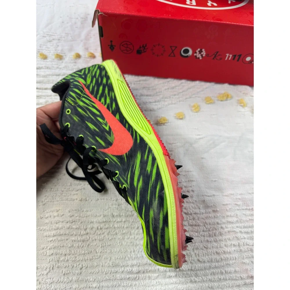 Nike Rival D Racing Distance Track Shoes Neon Green Orange Black Mens 12.5 - Picture 11 of 13